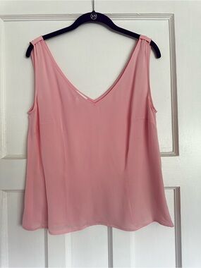Escada 100% Silk Light Pink V-Neck Tank Top | Size 40 | EUC